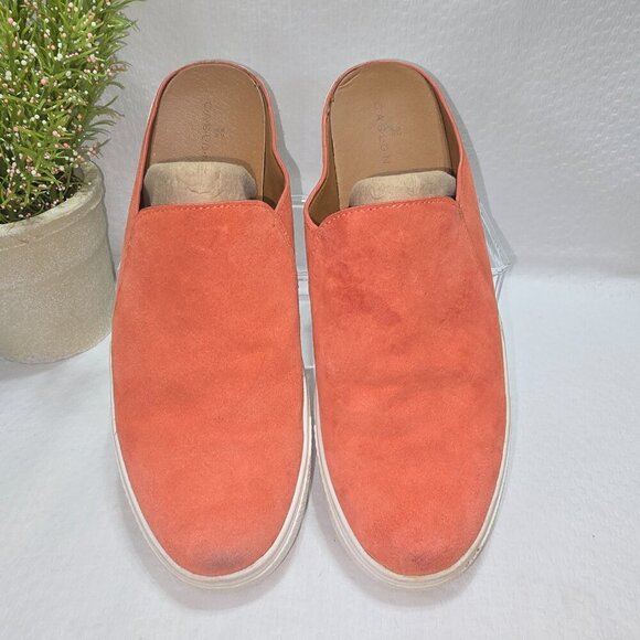 WOMENS CASLON NELLIE LEA CASUAL SLIP ON MULES FLATS ORANGE SUEDE 8.5 EUC - Picture 3 of 7